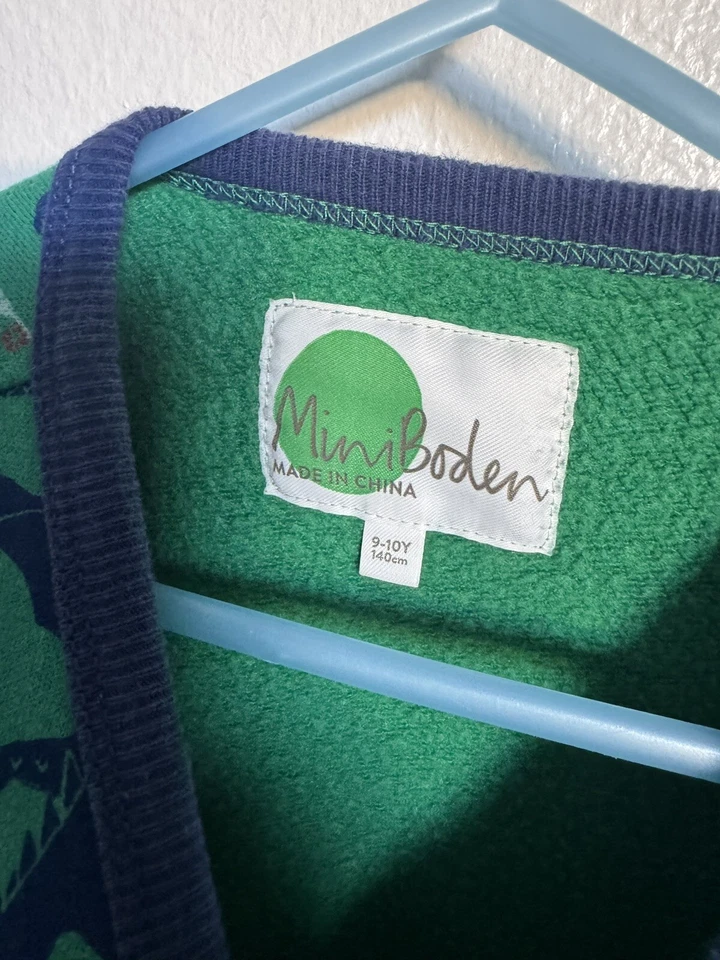 Mini Boden Niños Sudadera 9-10Y Verde Dragón Castillo Estampado Pullover Cuello Redondo Foto 4 de 4