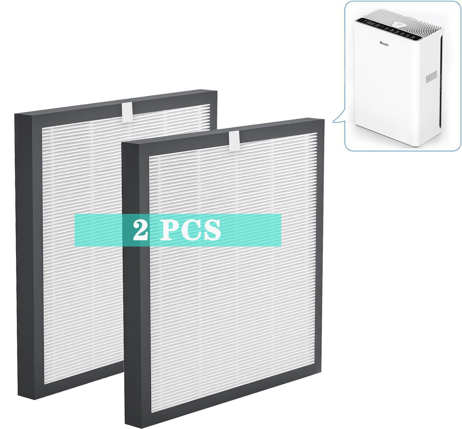 Air Purifier Replacement Filter 2 Pack Compatible with VEWIOR A3 Model HEPA and-image