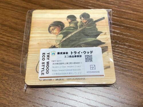 Attack On Titan(Shingeki no Kyojin) Eco Wood Coaster 2pcs/pack from Japan - Picture 1 of 2