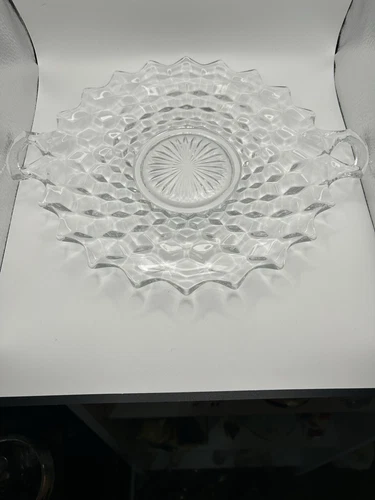 Vintage Fostoria Clear American Double Open Handled Serving Tray 