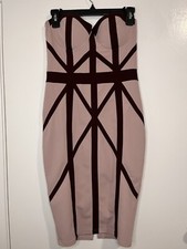 Privy M Lavender Burgundy Caged Y2K Bodycon Dress