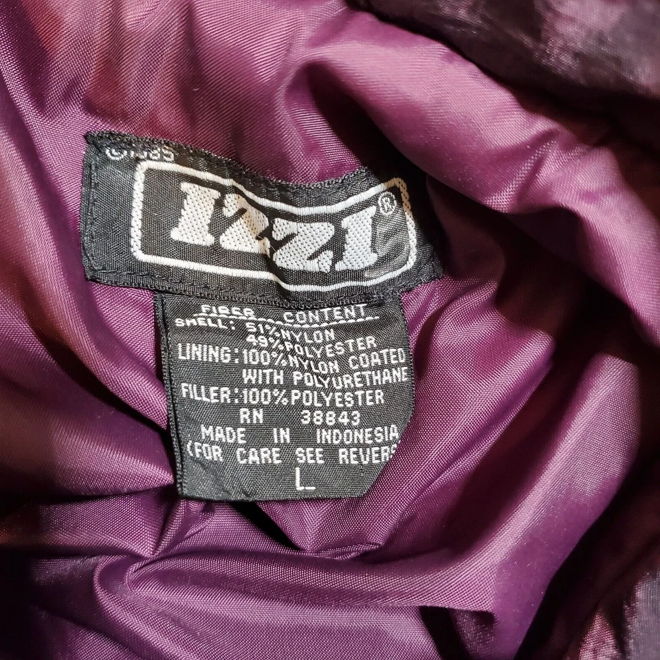 Izzi Vintage 90s Parka Jacket Womens Large Purple Teal Red Floral Pockets Ladies - Image 3 of 4
