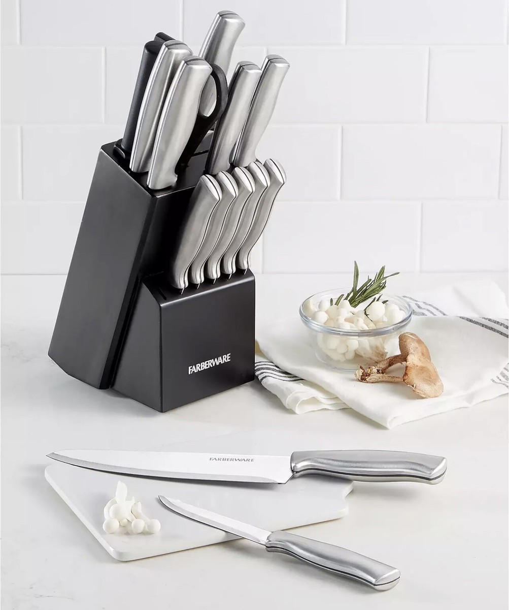 Farberware® Stamped Stainless Steel 15-pc. Knife Block Set | eBay
