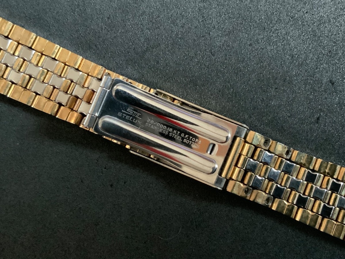 Rare Vintage SEIKO STL STELUX 18K G.F 19MM MENS WATCH BRACELET New