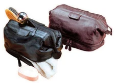 $85 Winn Leather Travel Kit with Bottom Storage Pocket 6466 - Black