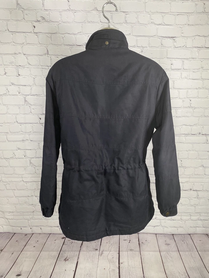 Abrigo Larry Levine Sport Negro Cremallera Completa A Presión Aislado Forrado Chaqueta Anorak M Foto 4 de 4