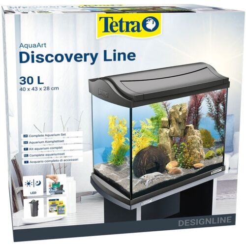 30 litri Tetra Discovery Line Nero Acquario Completo di Luce a Led e Filtro - Foto 1 di 3