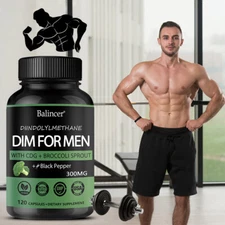 DIM (Diindolylmethane) for Men 300mg, 30/60/120 Capsules with BioPerine
