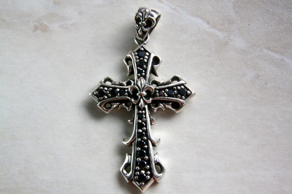 Cavalieri Templari Croce Templare Gigli Rimorchio 925 Vero Argento / 667 - Immagine 2 di 3