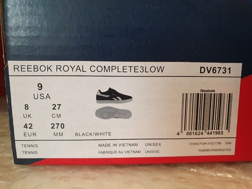 Reebok Royal Completion 3 low Men 'White Black' Retro New (9 US) pump Club - Picture 9 of 9
