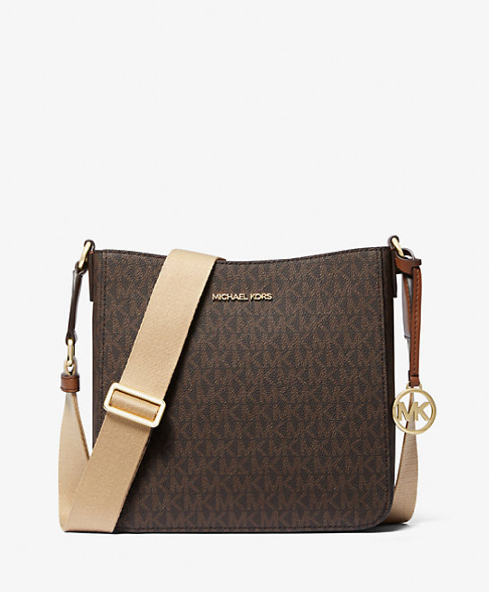 Michael Kors Jet Set Travel Brown Acorn MK Logo Small NS Messenger