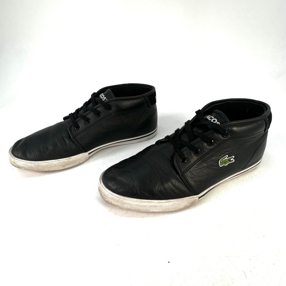 LACOSTE \'Ampthill LCR\' Mens Size 12 US Shoes Black Leather Red & White Sole L1 LACOSTE Ampthill LCR Mens Shoes Black Leather Sneakers Size  main image 2