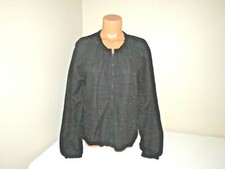 Liz Claiborne Cotton Zip Front Jacket Blazer Black LARGE NWT
