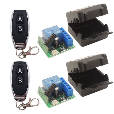 DC 12V Wireless Radio Remote Control Switch 2 RF Relay Receivers with 2 Trans...