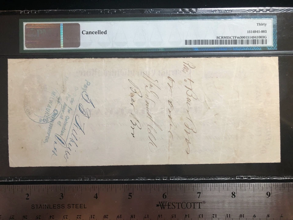 1873 $5 Osceola Consolidated Mining Company Houghton County Michigan PMG 30 VF - Image 4 of 4