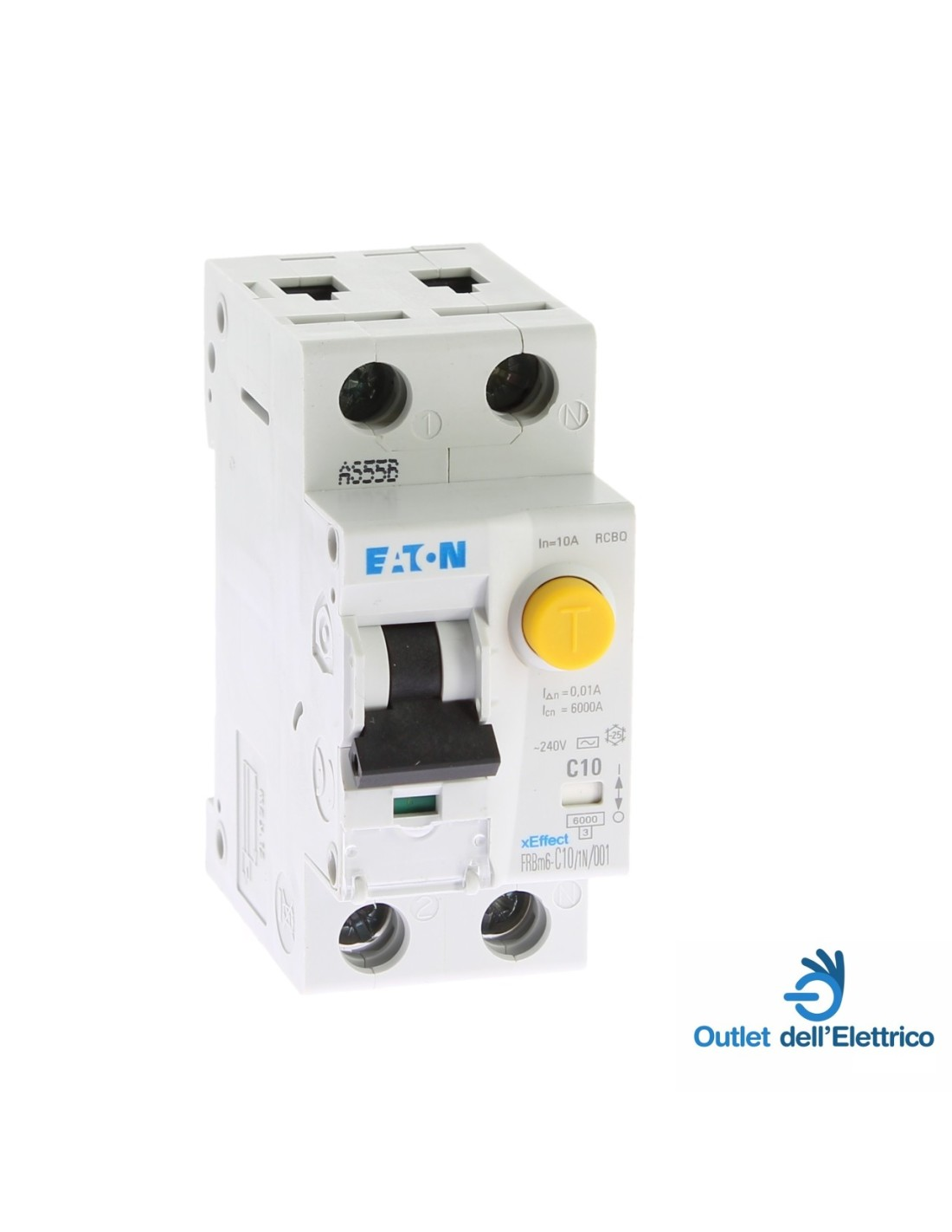 Eaton Frbm6-c10/1n/001 interruttore magnetotermico differenziale 1P+N c10 0,01