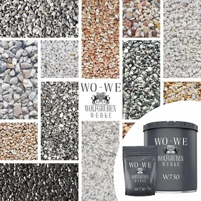 WO-WE Steinteppich Set Bindemittel Marmorkies Außen Epoxidharz Versiegelung Innen 25Kg