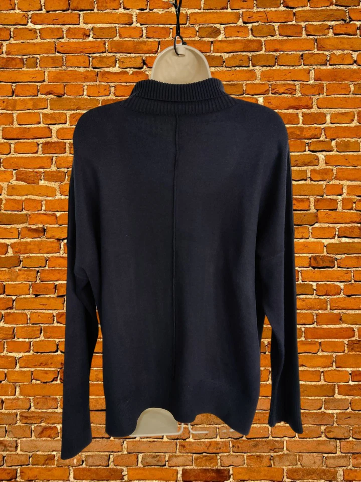 CONEXIÓN FRANCESA PEQUEÑO JERSEY AZUL MARINO HOMBRO CAÍDO OVERSIZE MUJER TEJIDO Foto 3 de 4