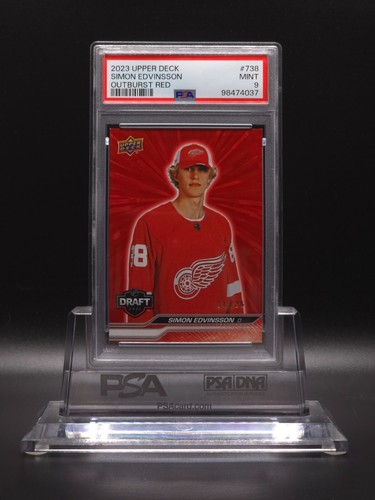 Simon Edvinsson 2023-24 Upper Deck Extended Series Draft Outburst Red 738 #04/25 - Picture 3 of 9
