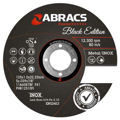 Black Edition 115 mm x 1 mm Abracs Phoenix extra dünne Trennscheiben x 10
