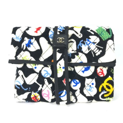 CHANEL Animal pattern Diaper change sheet BABY baby mat Black