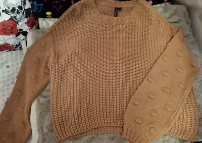 Moon & Madison Sweater Women's M Chunky Knit French Dot Cozycore Boho Oversized