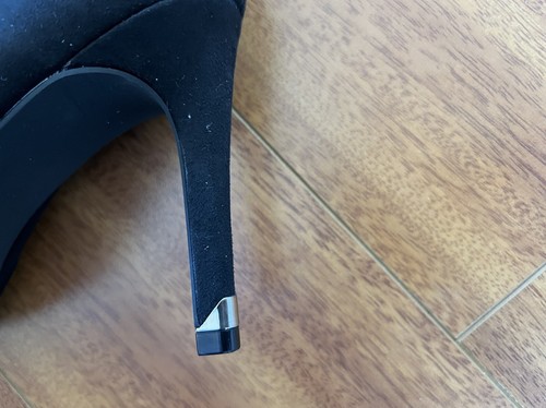Call It Spring Women Over The Knee Black Vegan Suede Boots Pointed Toe Side Zip - Picture 9 of 9