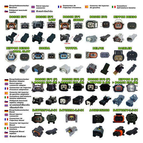 Conectores de inyección de combustible - BOSCH EV1 con cable (4 x HEMBRA) enc... - Foto 2 di 3