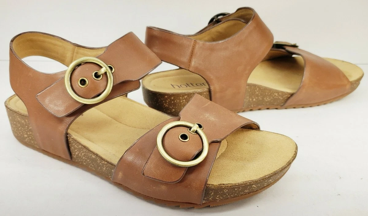 Hotter Tourist Comfort Sandal Women s Size 6M Brown Leather with