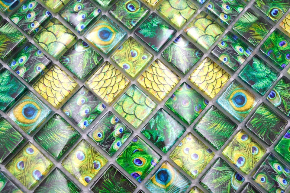 Mosaïque Verre Vert Brillant Carreau Mosaïque 298x298mm 8mm 68-WL84_b - Photo 2/4