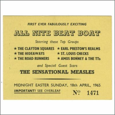 Bob Wooler 1965 All Night Beat Boat Liverpool Concert Ticket (UK)