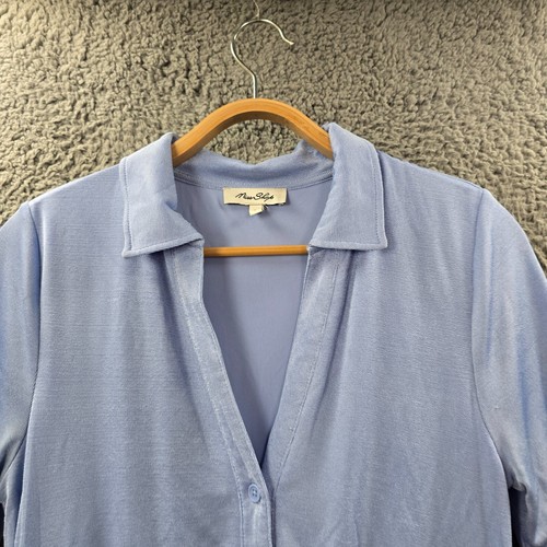Miss Shop Womens Bodycon Dress Size L Blue Stretch Knit Short Sleeve Collared - Picture 4 of 15