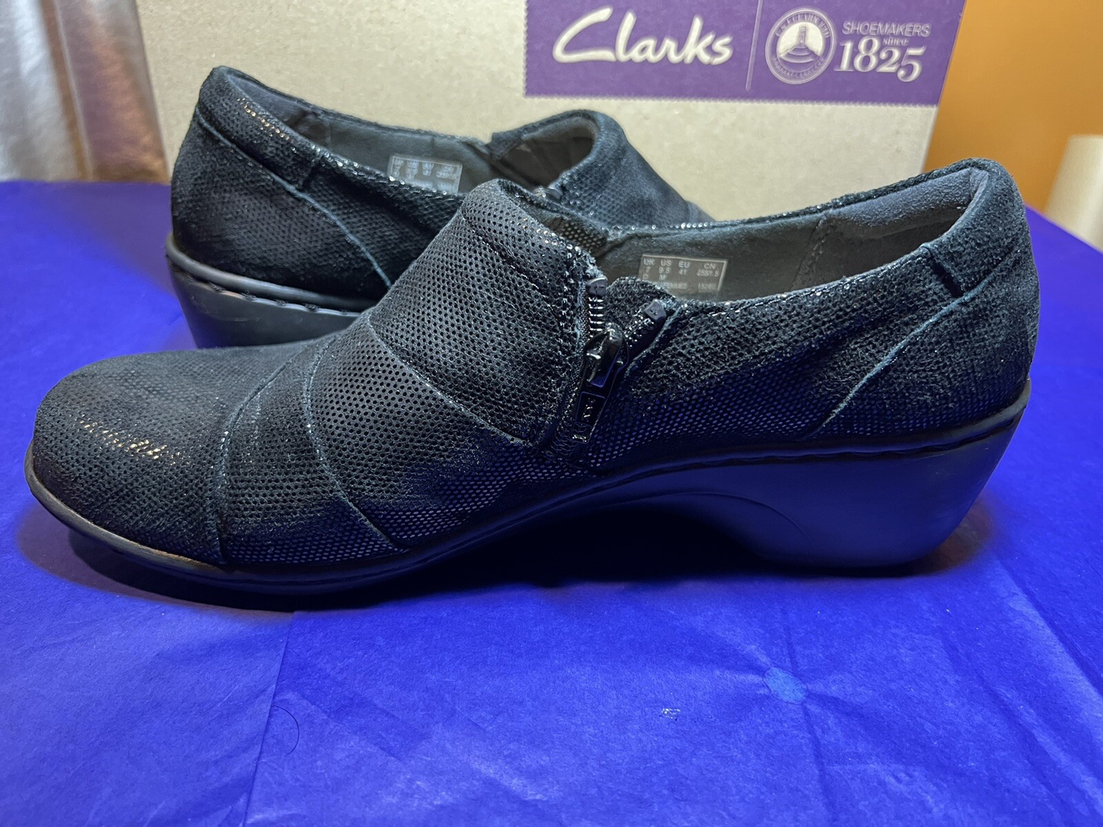 Clarks Women Channing Kim Black Lizard Loafer Size 9 … Gem