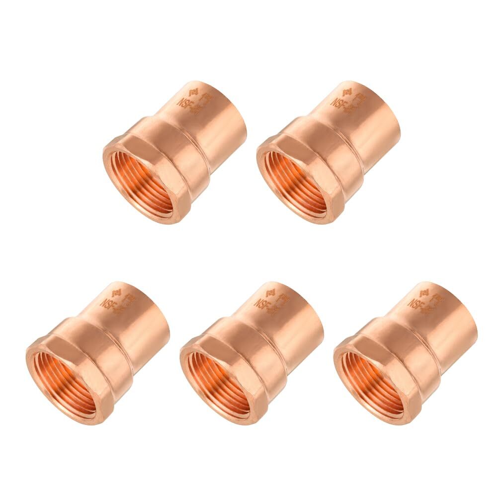 pack Of 5 1inch Copper Female Adapter C X Fnpt Lf Copper Plumbing Fittings Wit