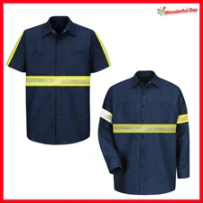 Men's Hi Vis Reflective Work Cloth Towing Industrial Safety Work Uniform Shirts