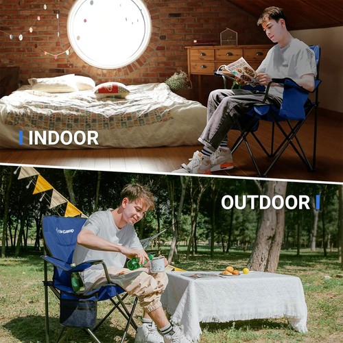 KingCamp Padded Folding Chair with Cupholder, Cooler, and Pocket, Blue(Open Box) - 第 6/7 張圖片