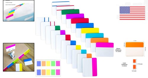 Colorful 500-Pack 2-Inch Index Tabs - Writable File Flags for Easy Organization - Picture 2 of 11