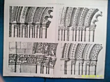 Architectural Print. ORNAMENTATION O/T ARCHITECTURE O/T ANJOUMOIS. 1876. VG.