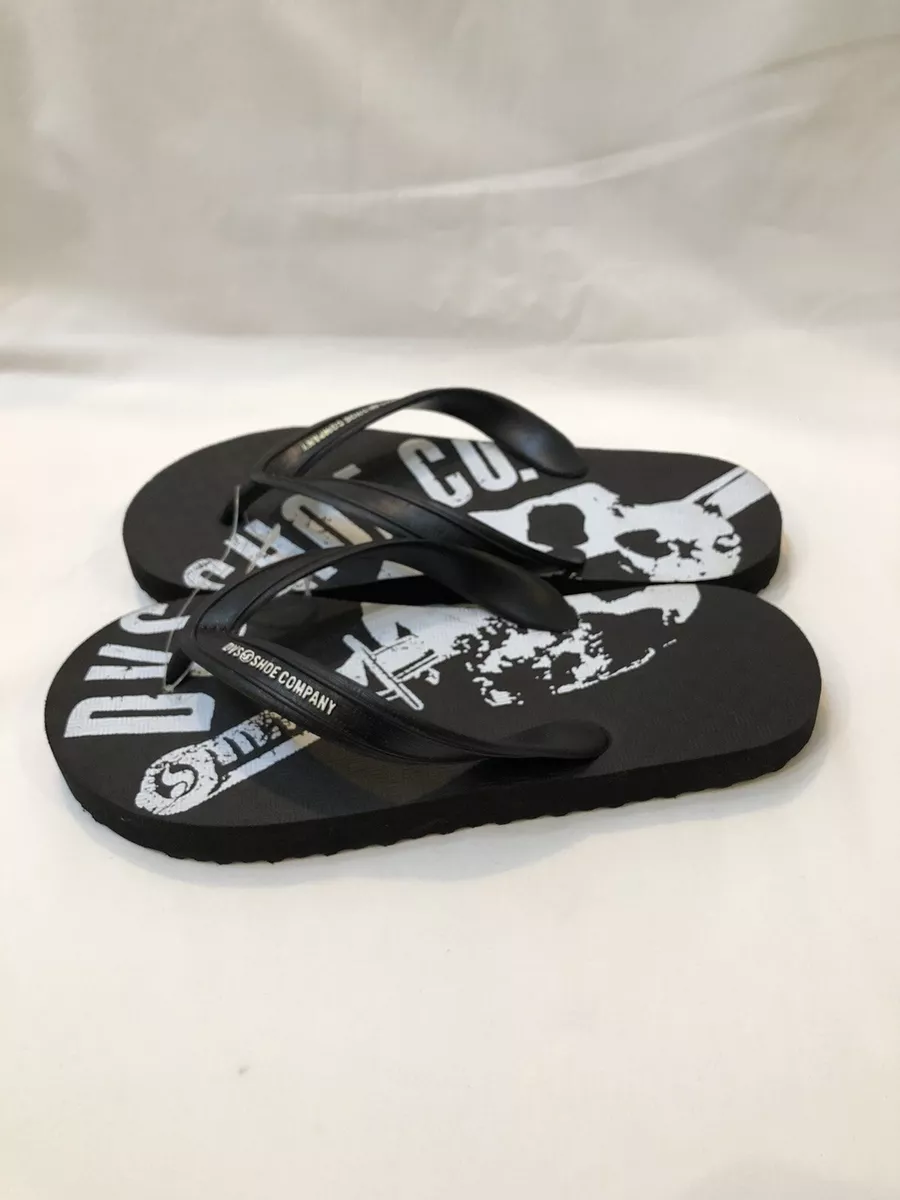 DVS Shoe Company Flip Flops Black White Skull Detail Mens Boys UK