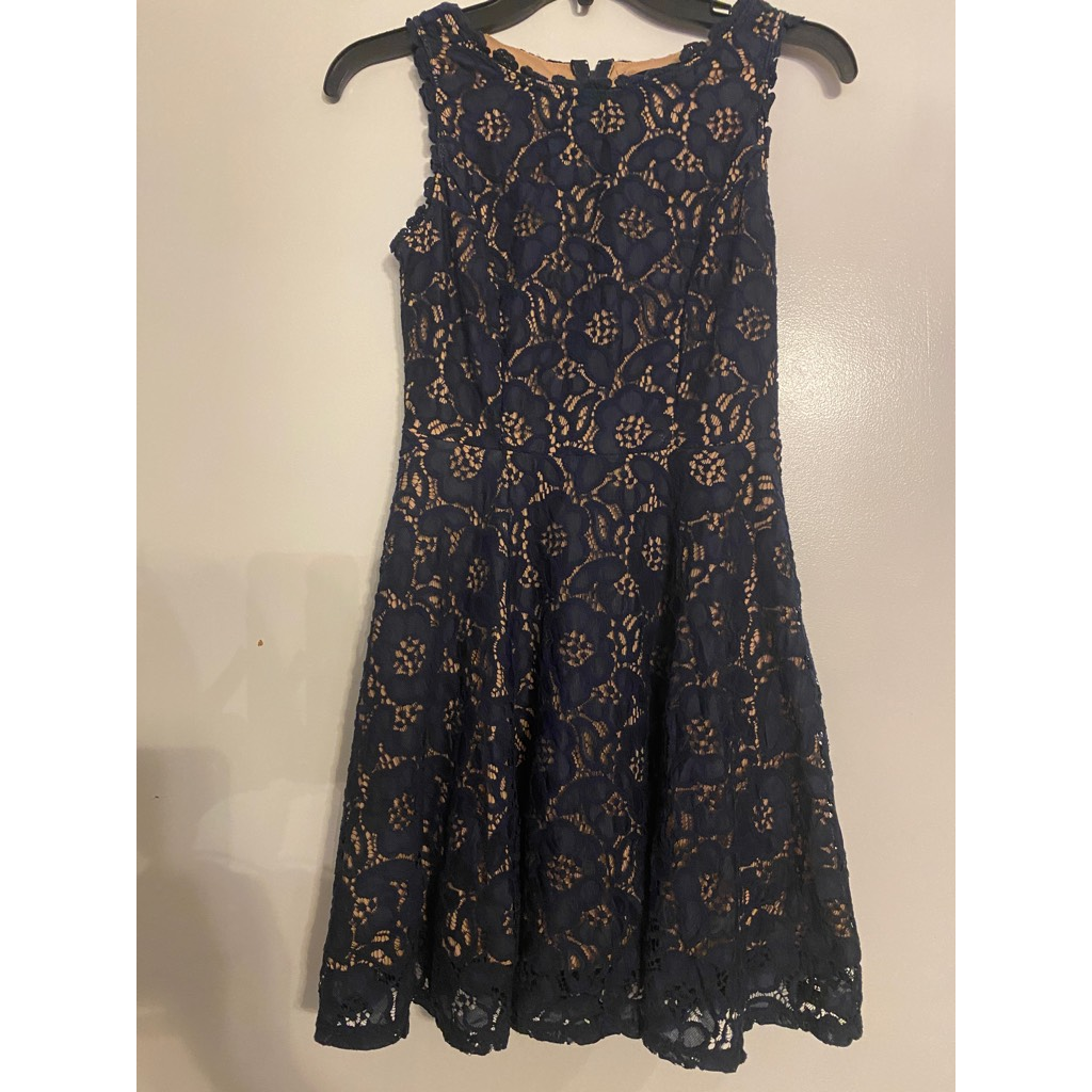Jodi Kristopher Womens Lace Dress Blue Knee Length Floral Lined 3 Jodi Kristopher Womens Lace Dress Blue Knee Length Floral Lined 3