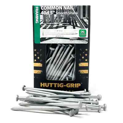 Huttig Grip 40d Framing Common Nail 5 in HGN40OGC5 Galvanized 5 lb 80 Nails