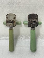 Lot of 2 Vintage Edlund Junior  Hand Can Opener No. 5  6  Green Wood Handle