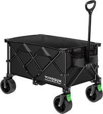 VIVOSUN Heavy Duty Collapsible Folding Wagon Cart,Max Load 220L,360  Rotaing