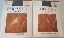 2 Berkshire Silky Sheer Control Top Pantyhose Reinforced Toe 4428 Grey sz 2 