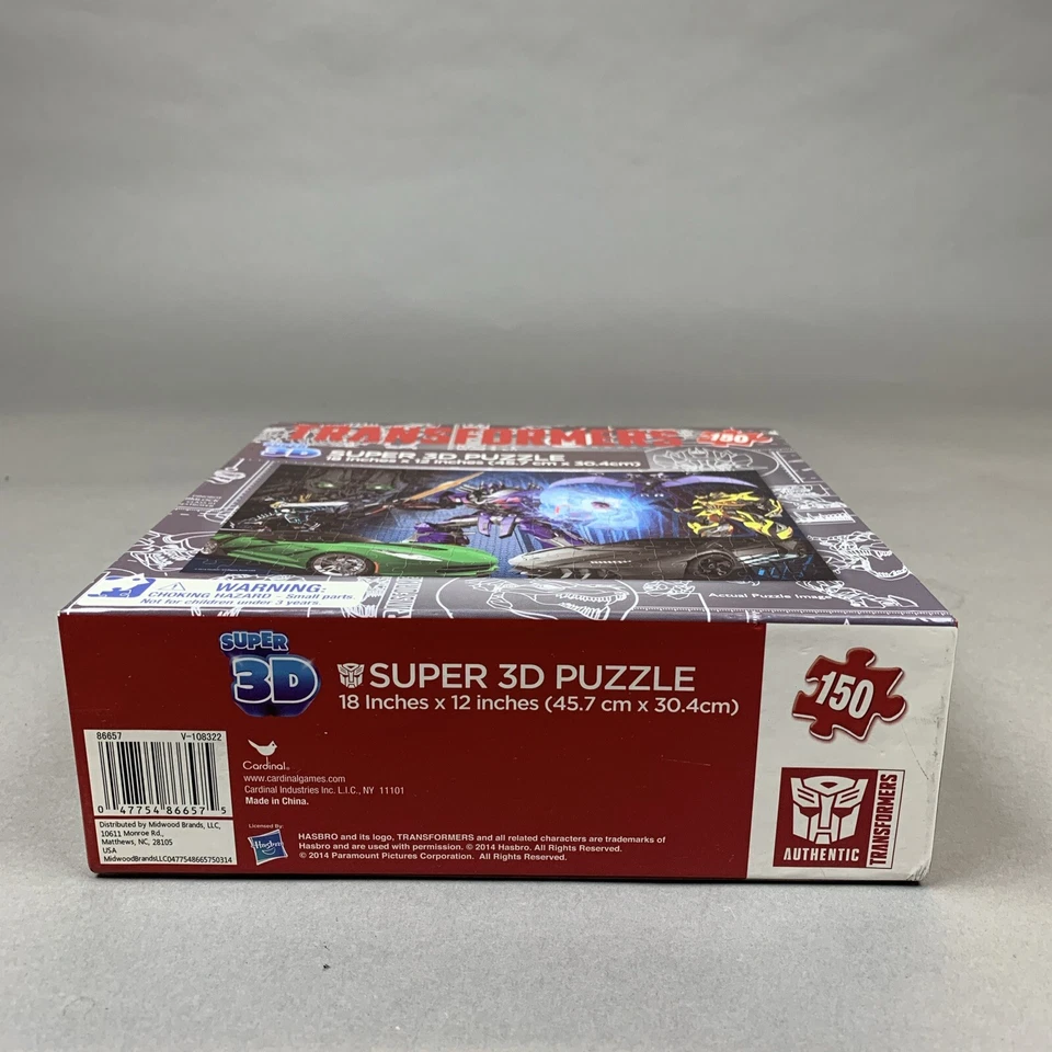 Transformers 150 Piece Super 3D Puzzle Age of Extinction 2014 MB SEALED NIB - Image 3 of 3