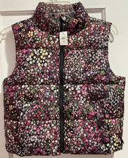 GAP Kids Girls Puffer Vest Floral Preppy Cold Control Sz XL NWT