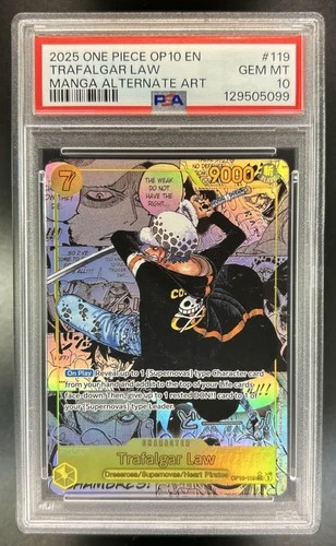 2025 One Piece Royal Blood Trafalgar Law Manga Alt Art #OP10-119 PSA 10 GEM MINT
