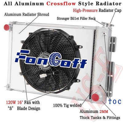 3-Rows Radiator&Shroud Fan fit 1967-1969 Chevy Pontiac Camaro Firebird Big Block