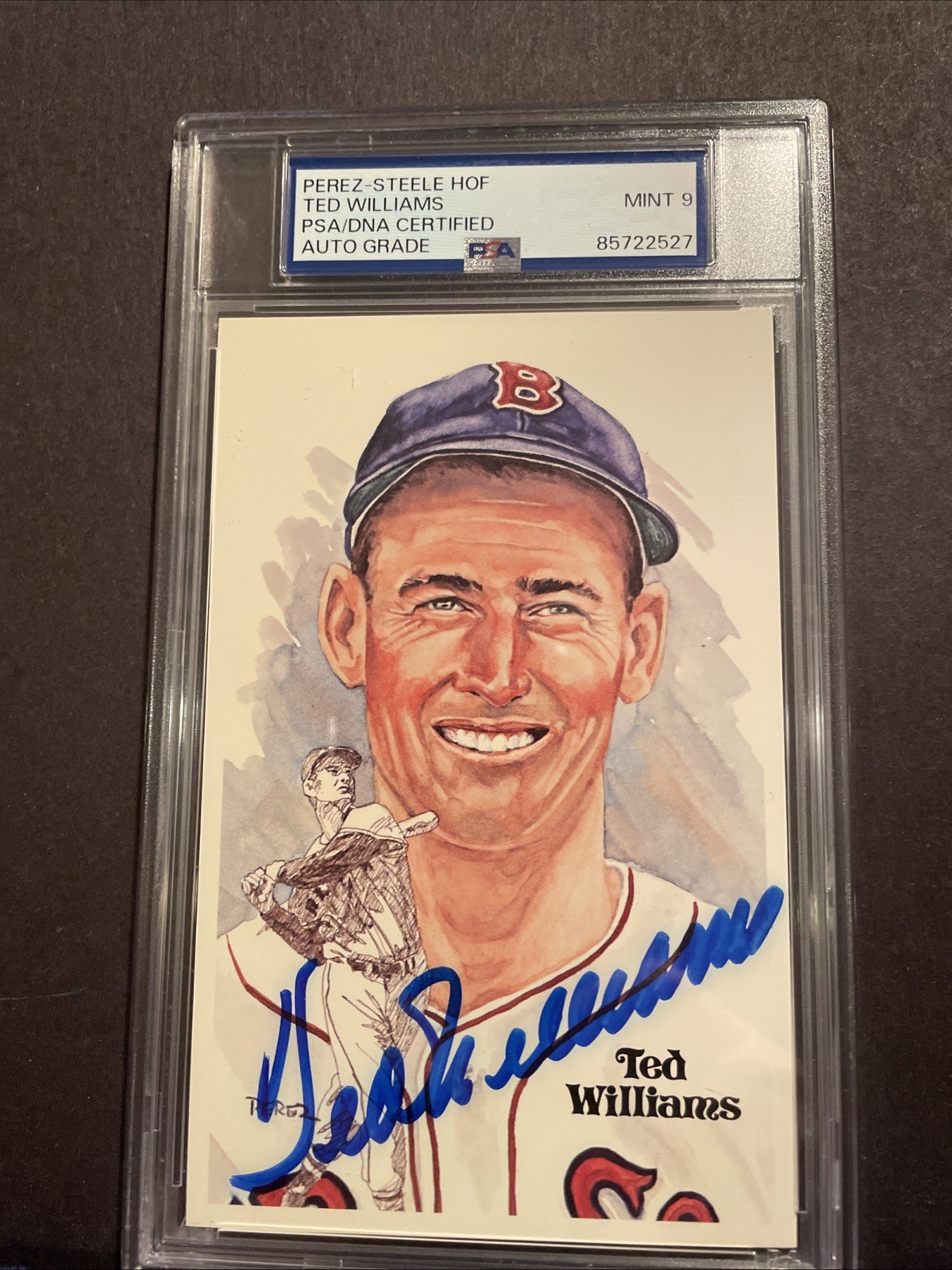Ted Williams PSA DNA Slabbed Signed Perez Steele Postcard Autograph MINT 9