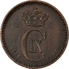 [#919431] Coin, Denmark, Christian IX, Ore, 1879, Copenhagen, AU, Bronze, KM:792